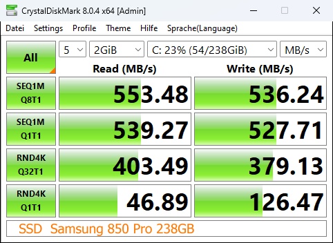 Test SSD Samsung
